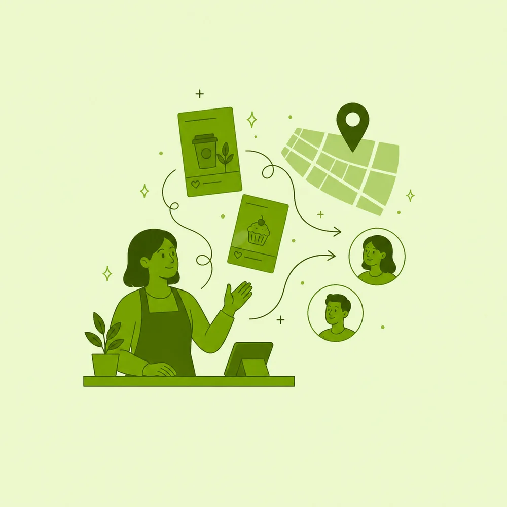 Illustration of a local business reaching nearby customers